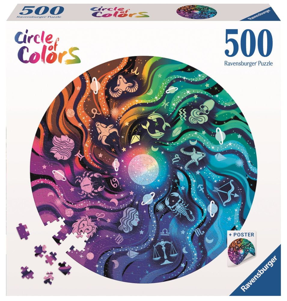 Ravensburger Kulaté puzzle Kruh barev: Astrologie 500 dílků